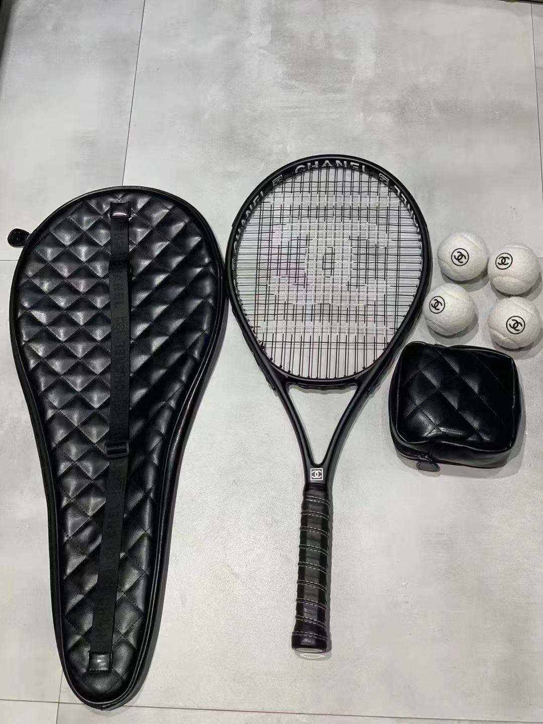 CHANEL BLACK TENNIS RACKET SET