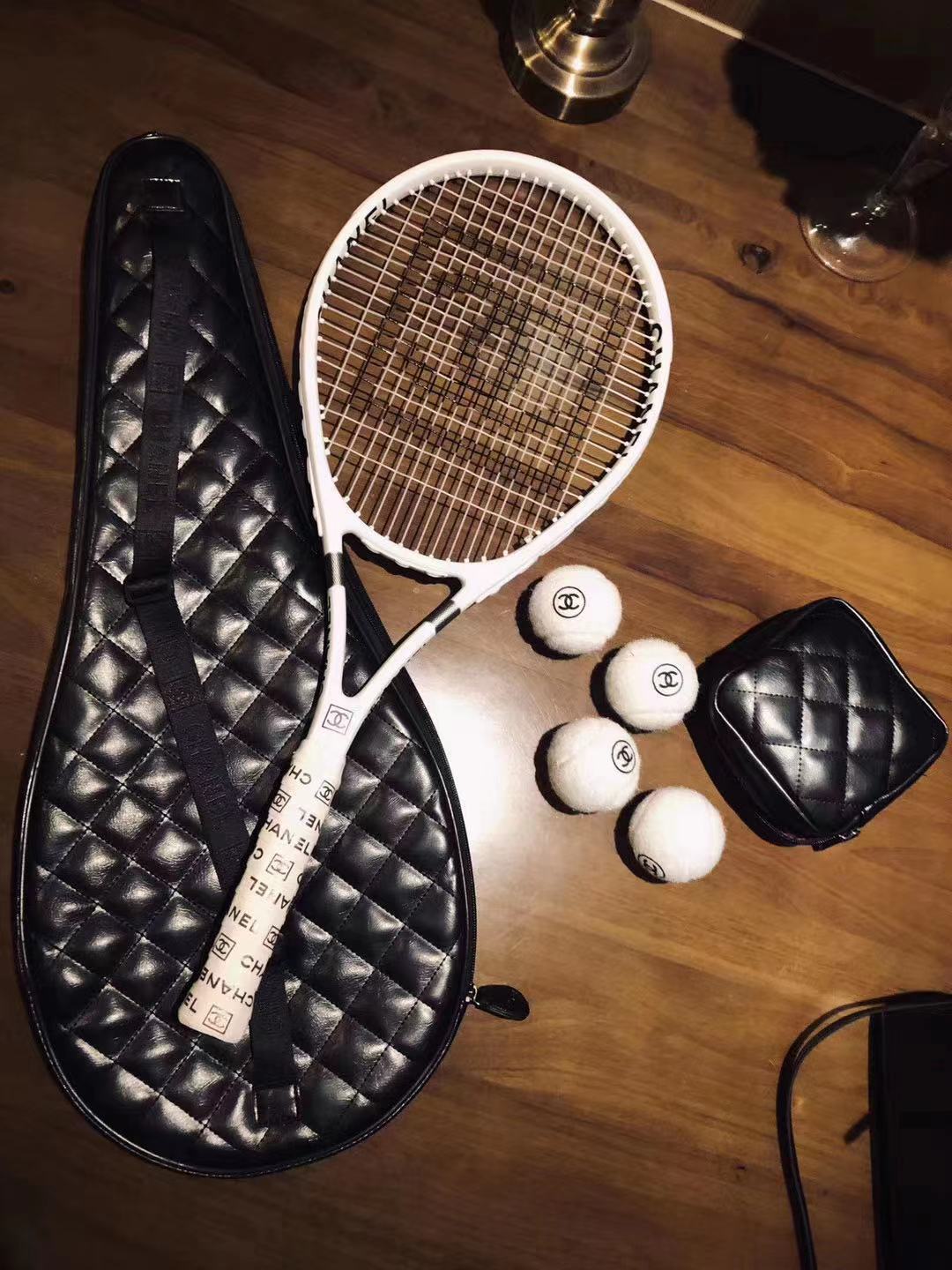 CHANEL WHITE TENNIS RACKET SET