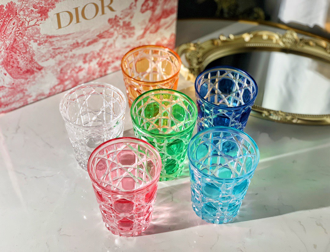 CHRISTIAN COLOUR CRYSTAL CUP SET OF 6