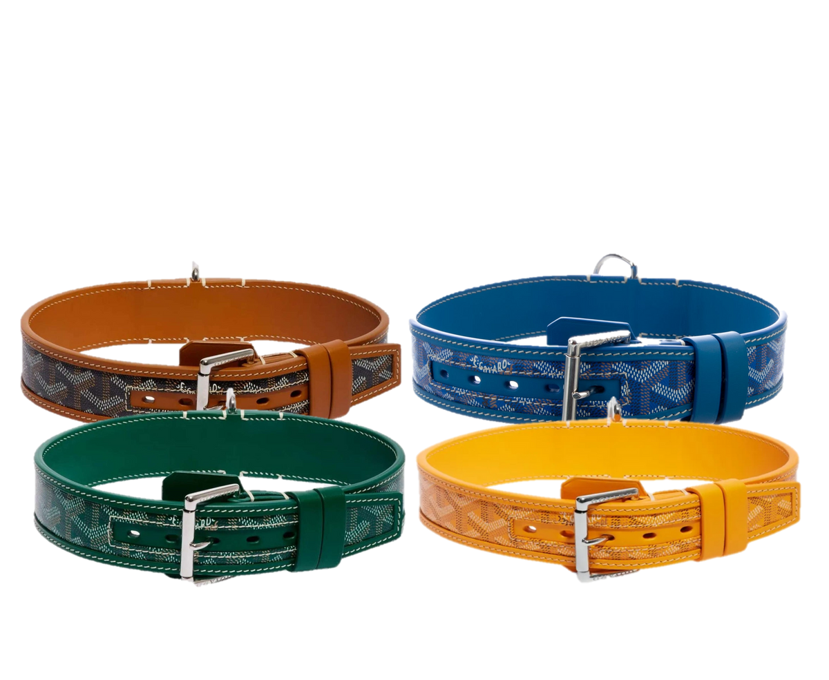 GOYARD DOG COLLAR AND LEASH