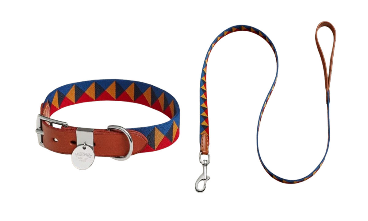 HERMES DOG COLLAR AND LEASH (TRIANGLES)