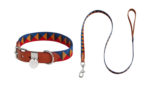 HERMES DOG COLLAR AND LEASH (TRIANGLES)